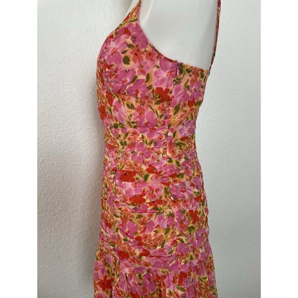 ASTR The Label Tank Dress Meg Mini Floral Pleated Smocked Plunge - Picture 6 of 12